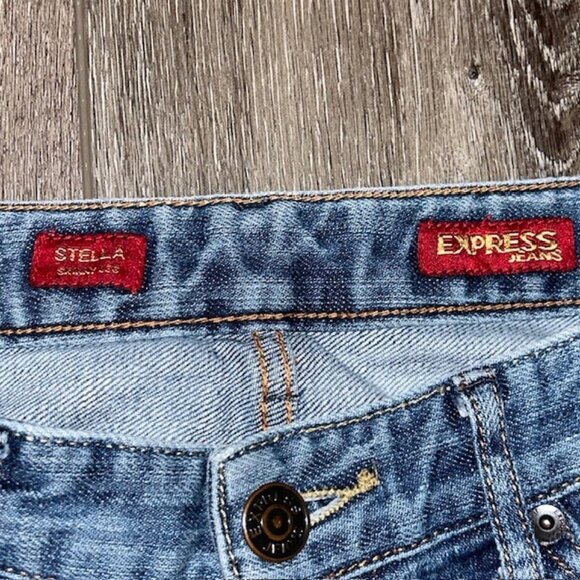Express Jeans Womens 4L Blue Medium Wash Low Rise Stella Skinny Jeans - Picture 4 of 8